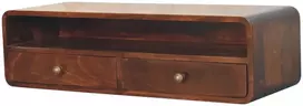 Artisan Furniture Sieninis atviras mango medienos konsolinis staliukas, Kalifornijos riešutmedžio atspalvio