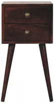 Artisan Furniture Kompaktiškas mango medienos naktinis staliukas su 2 stalčiais, Kalifornijos riešutmedžio atspalvio