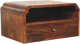 Artisan Furniture Avora prie sienos montuojamas mango medienos komoda, kaštono atspalvio