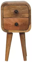 Artisan Furniture Itin kompaktiškas lenktas mango medienos naktinis staliukas, ąžuolo atspalvio