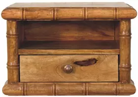 Artisan Furniture Bamboo mango medienos naktinis staliukas, gintarinio ąžuolo atspalvio