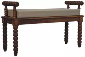 Artisan Furniture Oak Mud mango medienos suoliukas, gintarinio ąžuolo atspalvio