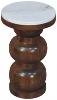 Artisan Furniture Bulla mango medienos šoninis staliukas su marmuro detale