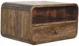 Artisan Furniture Wall-Mount mango medienos naktinis staliukas ir atvira lentyna