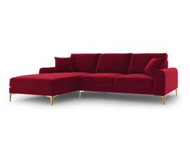 Minkštas kampas Mazzini Sofas Madara, veliūras, raudonas/auksinės spalvos