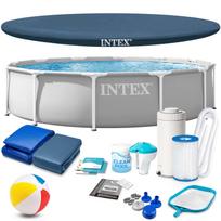 Karkasinis sodo baseinas Intex 26712 366 x 76 cm rinkinys 16in1 su siurbliu, pilkas