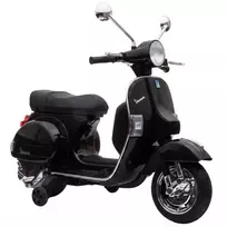 Vaikiškas elektrinis motociklas „Vespa PX150“, 12 V, su ličio akumuliatoriumi, 35 W, 2 varikliais ir 25° vairo pasukimo ribotuvu, 3–6 metų vaikams