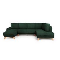 Tamsiai žalios spalvos sulankstoma/su sandėliavimo vieta kampinė sofa iš kordinio velveto (su dešiniuoju kampu/„U“ formos) Tori – Bonami Selection