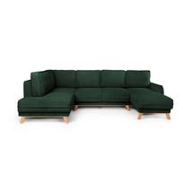 Tamsiai žalios spalvos sulankstoma/su sandėliavimo vieta kampinė sofa iš kordinio velveto (su kairiuoju kampu/„U“ formos) Tori – Bonami Selection