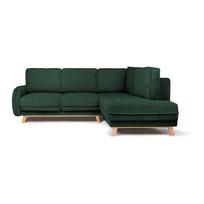 Tamsiai žalios spalvos sulankstoma/su sandėliavimo vieta kampinė sofa iš kordinio velveto (su dešiniuoju kampu/„L“ formos) Tori – Bonami Selection