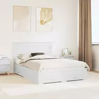 Lovos rėmas su stalčių Balta 140 x 200 cm Apdirbta mediena