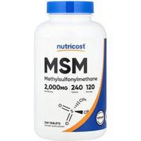 Nutricost, MSM, 240 tablečių (1 000 mg vienoje tabletėje)