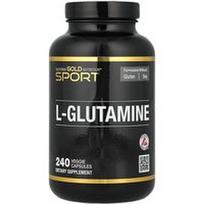 California Gold Nutrition, Sport, L-glutaminas, AjiPure®, 240 vegetariškų kapsulių (500 mg vienoje kapsulėje)