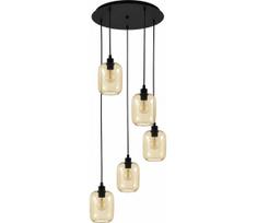 BRILAGI - LED liustra ant laido RETRO GLASS 5xE27/60W/230V juoda/rūkyta ruda
