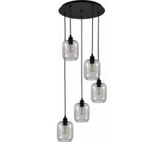 BRILAGI - LED liustra ant laido RETRO GLASS 5xE27/60W/230V juoda/dūminė pilka