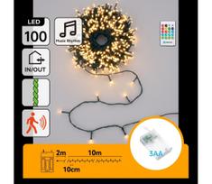 Aigostar - Dimeriuojama LED lauko girlianda su jutikliu 100xLED/3xAA 12m šiltai balta + nuotolinis pultas
