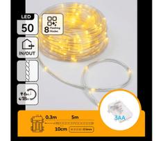 Aigostar - LED Lauko kalėdinė girlianda 50xLED/8 funkcijų 3xAA 5,3m IP44 šilta balta