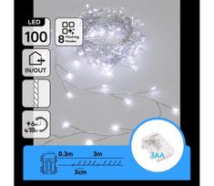 Aigostar-LED Lauko kalėdinė girlianda 100xLED/8 funkcijų 3xAA 3,3m IP44 šaltai balta