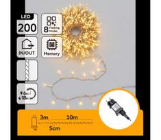 Aigostar - LED lauko kalėdinė girlianda 200xLED/8 funkcijų 13m IP44 šiltai balta