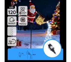 Aigostar-LED Lauko kalėdinė dekoracija 120xLED/8 funkcijų 80 cm IP44 Santa/šaltai balta