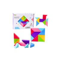 Spalvota magnetinė dėlionė Tangram su lipdukais, 9 vnt