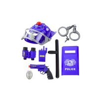 Policijos rinkinys vaikams: šalmas, pistoletas, antrankiai, priedai (9 el.)
