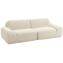 Trivietė sofa, suapvalinta, su porankiais, 360 kg apkrova, kreminė balta