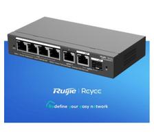 6-Port Gigabit Smart POE Switch: 4 PoE ports, 1 RJ45, 1 SFP, 54W PoE, desktop, steel case.