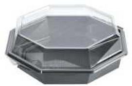 Multiboks Octaview 1 skyriaus 1292 ml 230x230x80 mm su dangteliu APET pilkas/permatomas, 180 vnt./kartonas