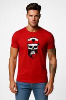 Vyriški raudoni marškinėliai Poland skull cap
