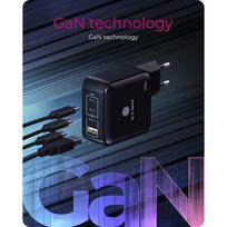 Įkroviklis 4 prievadų IcyBox 100W GaN su PD 3.0