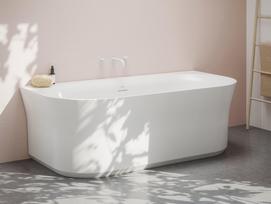 Laisvai pastatoma vonia Ravak Ypsilon Wall, 1780x860 balta su juodais priedais