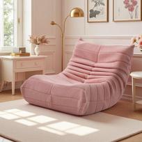 Grindų pufas, grindų sofa, grindų kėdė su atlošu, minkšta sofa, vidaus sėdynės pagalvėlė, rožinė