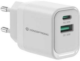 Conceptronic Charger 2-Port GaN USB-C/-A 33W PD3.0/PPS white