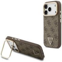 Case Guess 4G PU Triangle Logo & Stand Camera Magsafe for iPhone 18 Pro / 17 Pro brown