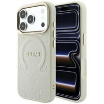 Case Guess Saffiano Peony & Ring MagSafe for iPhone 18 Pro / 17 Pro beige