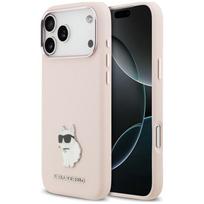 Karl Lagerfeld Silicone Choupette Metal Pin Case for iPhone 18 Pro Max / 17 Pro Max Pink
