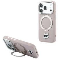 Case Karl Lagerfeld with Ring Stand 360 Choupette Head Pin MagSafe for iPhone 18 Pro / 17 Pro pink