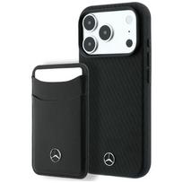 Case Mercedes Grill Pattern and Card Wallet Leather MagSafe for iPhone 18 Pro / 17 Pro black