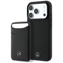 Case Mercedes Grill Pattern and Card Wallet Leather MagSafe for iPhone 18 Pro Max / 17 Pro Max black