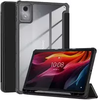 Planšetinio kompiuterio dėklas 4kom.pl Clear Pieštukas, skirtas Lenovo K11 Plus, juodas – apsauginis su stovu, prieiga prie portų ir mygtukų