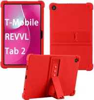 Planšetinio kompiuterio dėklas Strado-Tech Armor skirtas T-Mobile T Planšetė 2 10.1 5G 2025, šarvuotas, raudonas – apsauginis su stovu
