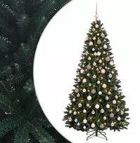 Dirbtinė tamsiai žalia Kalėdų eglutė su žaisliukais 240 cm