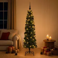 Dirbtinė siaura kalėdinė eglutė su žaisliuku 150 cm 150 LED