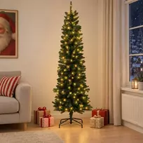 Dirbtinis lieknas Kalėdų medis 210 cm 300 LED Šilta balta