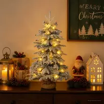 Mini apsnigta Kalėdų eglutė 45 cm 25 LED Šilta balta PVC ir PE