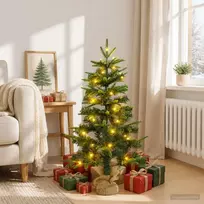 Mini Kalėdų medis 90 cm 50 LED Šilta balta PVC ir PE Žalia