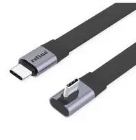 USB kabelis Roline USB4 2.0, plokščias, tiesus ir su 90 laipsnių kampu, su Emark, CC žymėjimu, M/M, 8K UHD-2, 80Gbit/s, 240 W, juodas
