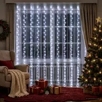 Užuolaidų girlianda 300 LED Šalta balta 300 x 300 cm