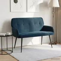 Dvivietė sofa su metalinėmis kojelėmis 2 vietos Mėlyna Aksomas